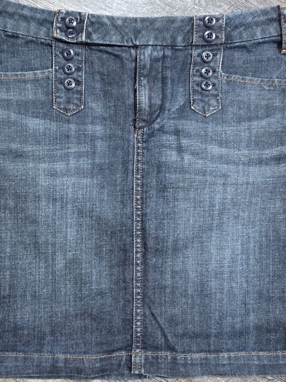 Banana Republic Mini Jean Skirt Med-Dark Wash Front Button Vertical Panels Sz 2